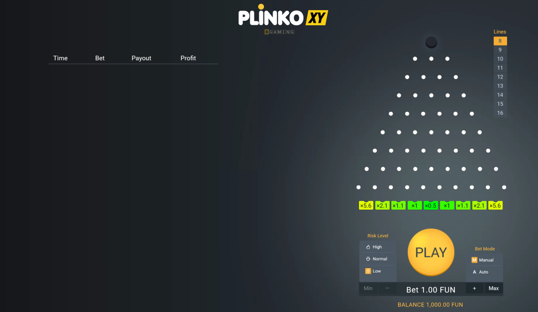 Версия игры Plinko XY